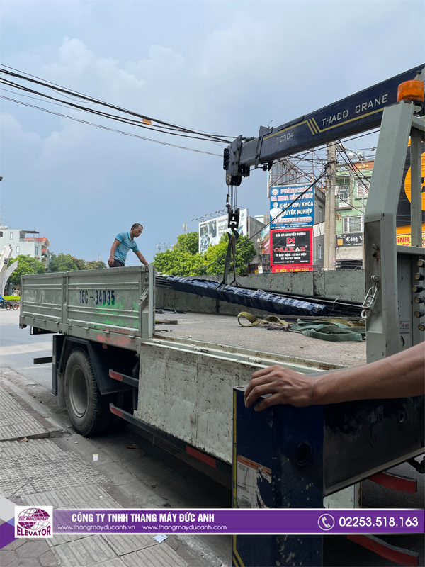 Hàng về chuẩn bị lắp đặt thang máy gia đình 450kg tại Kiến An Hải Phòng
