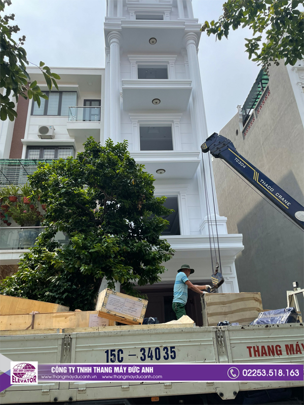 Tập kết hàng về dự án thang máy gia đình 350kg tại Hoàng Ngọc Phách Hải Phòng