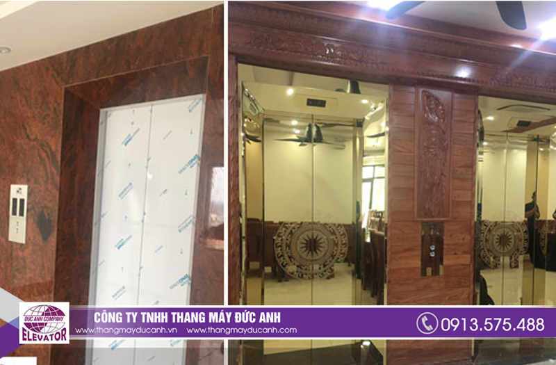 Thang máy tải khách 630kg tại khách sạn Ngọc Long ở đại sảnh và ở các tầng