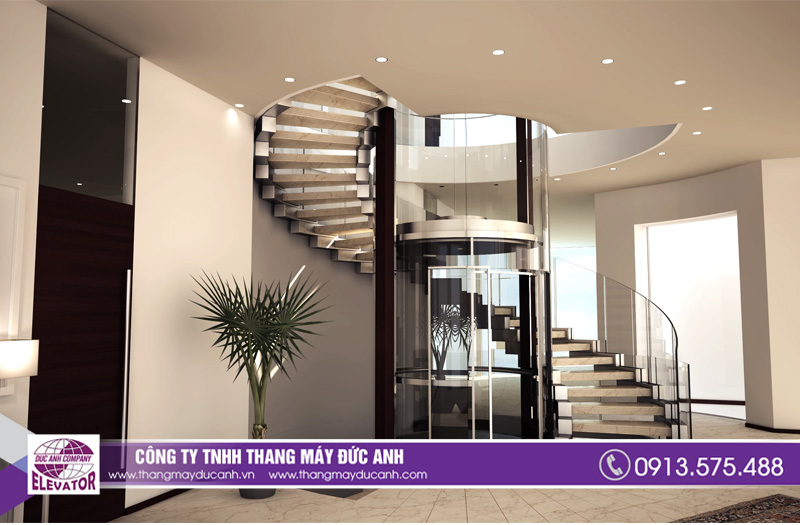 Mẫu thang máy biệt thự lồng kính sang trọng và đẳng cấp
